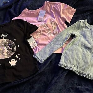 Cat & Jack 2 Short Sleeve Tees/1 Long Sleeve Blouse
